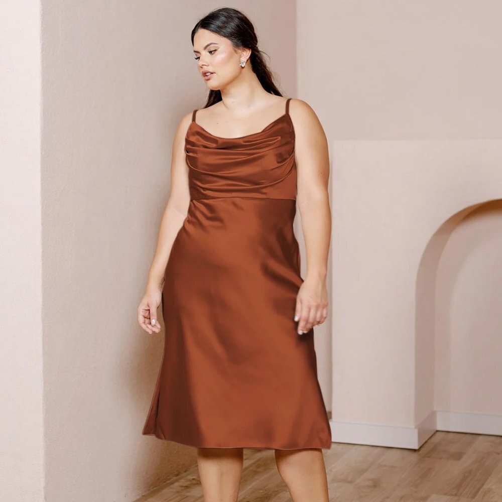 Revelry Skye Bridesmaid Evening Formal  Midi Dress Rust 8